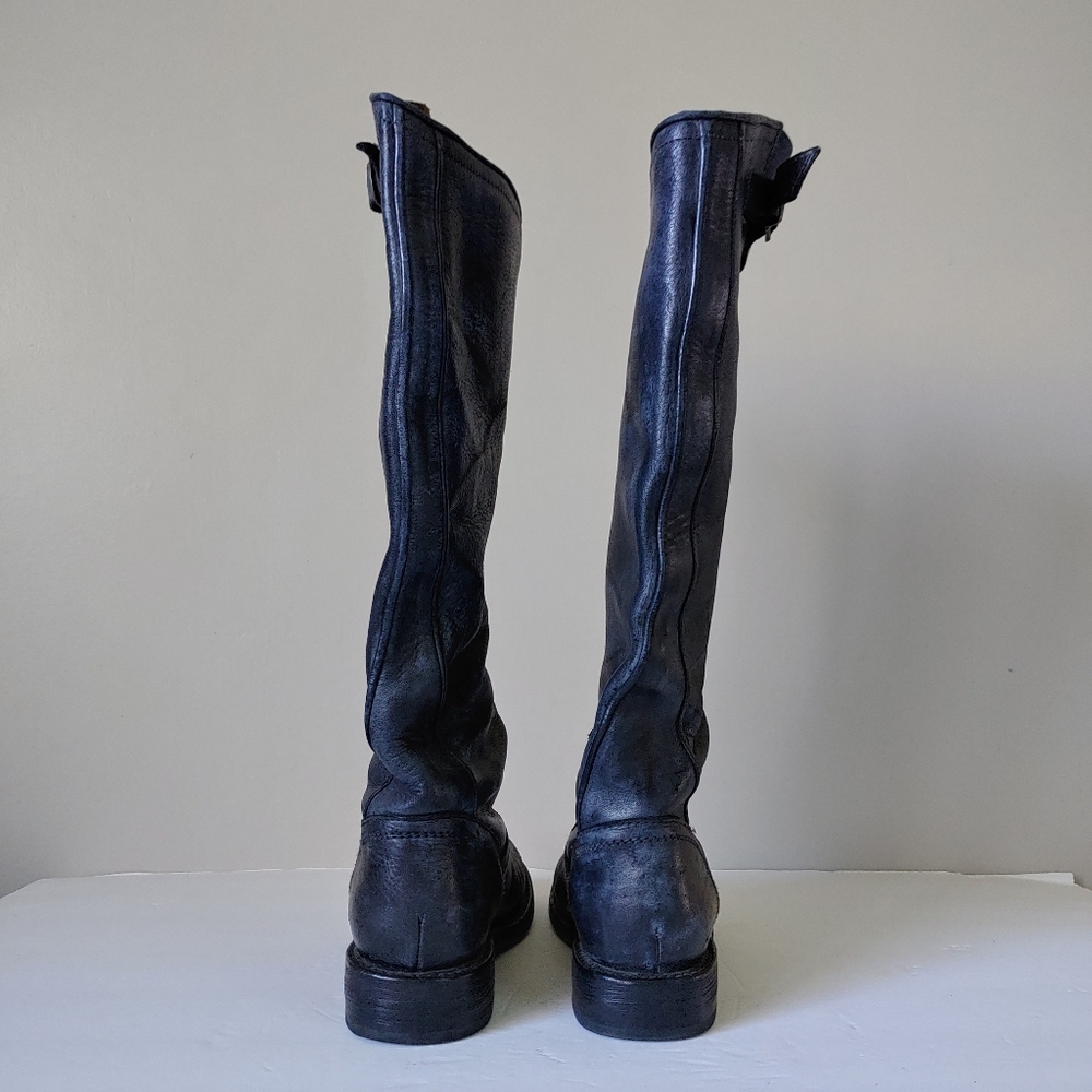 Freebird Contra Tall Boots Western Moto Size 7 Leather Blue Black - Picture 13 of 16